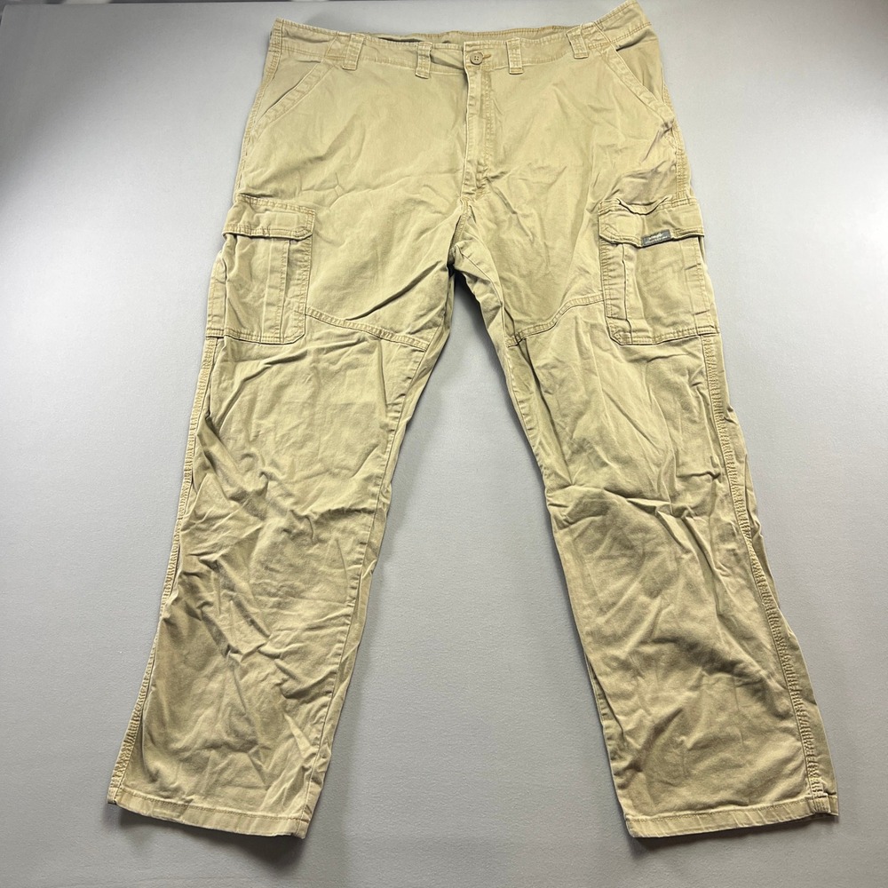 Wrangler Five Star Premium Flex Cargo Pants Mens 44x32 Beige Cotton Relaxed Fit